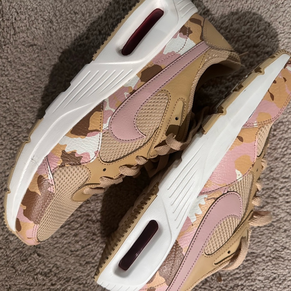 Nike Tan and Pink Air Max Sneakers with Layered Design